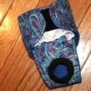 Washable female dog diaper for incontinence training nappies or puppy diaper no elastic free custom sizing Midnight Paisley by angelpuppi