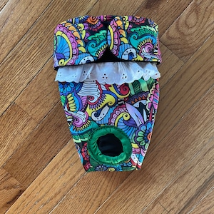 Female Dog Diaper,Panties, dog Britches, Nappies.  Washable Heat Cycle, Incontinence - Psychedelic  - by angelpuppi