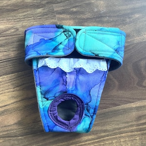 Female Dog Diaper,Panties, dog Britches, Nappies.  Washable Heat Cycle, Incontinence - Atmospheric Flowers  - by angelpuppi