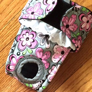 Female Dog Diaper,Panties, dog Britches, Nappies.  Washable Heat Cycle, Incontinence - Happy Flowers  - by angelpuppi