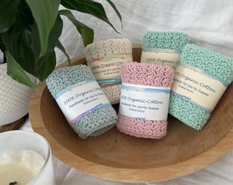 100% Organic Egyptian Cotton wash cloths for mom or baby - Set of 2