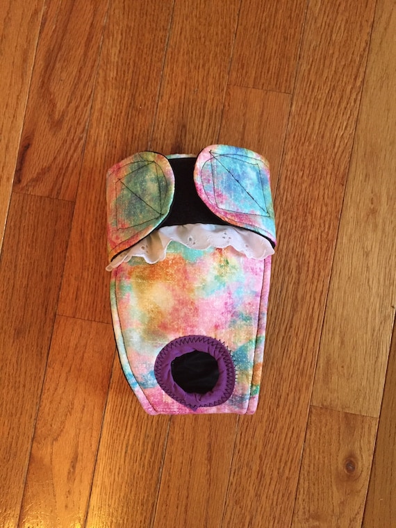 Female dog diaper-QUILTED-Washable TIE DYE PAWS by angelpuppi