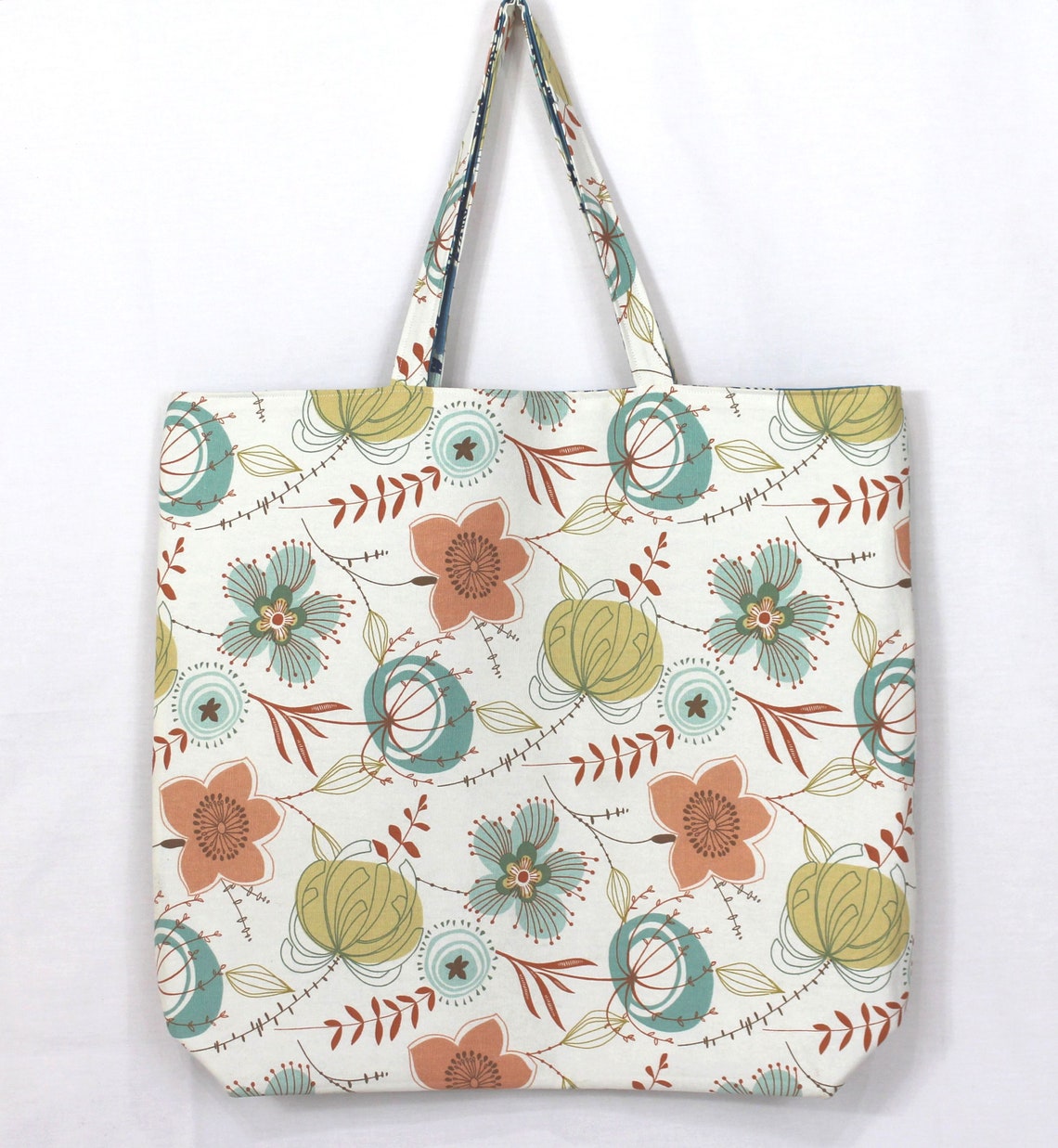 Floral Print Tote Bag Reversible Tote Bag Handmade Tote Bag | Etsy
