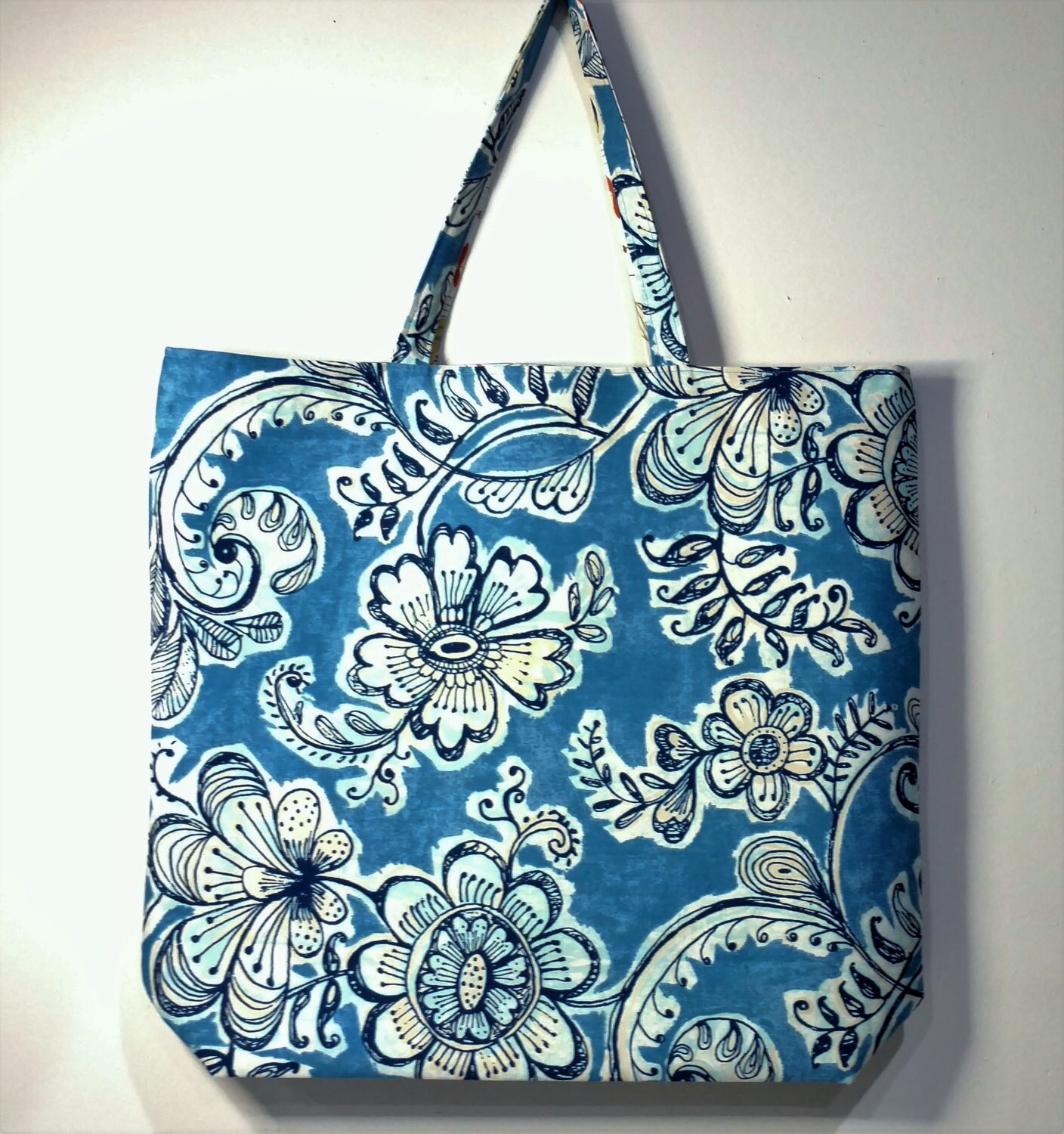 Floral print Tote Bag Reversible Tote Bag Handmade Tote | Etsy