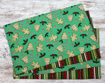 Reversible Christmas Placemats, Gingerbread Cookie Table Decor