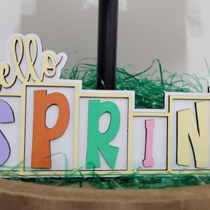 Spring decor, Hello Spring sign, Tier tray sign, Spring sign, Laser cut Spring sign, Farmhouse Spring sign, Shelf sitter sign