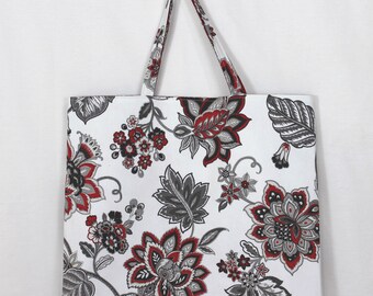 Handmade Reversible Floral Tote Bag, Large Carry-All Beach Bag