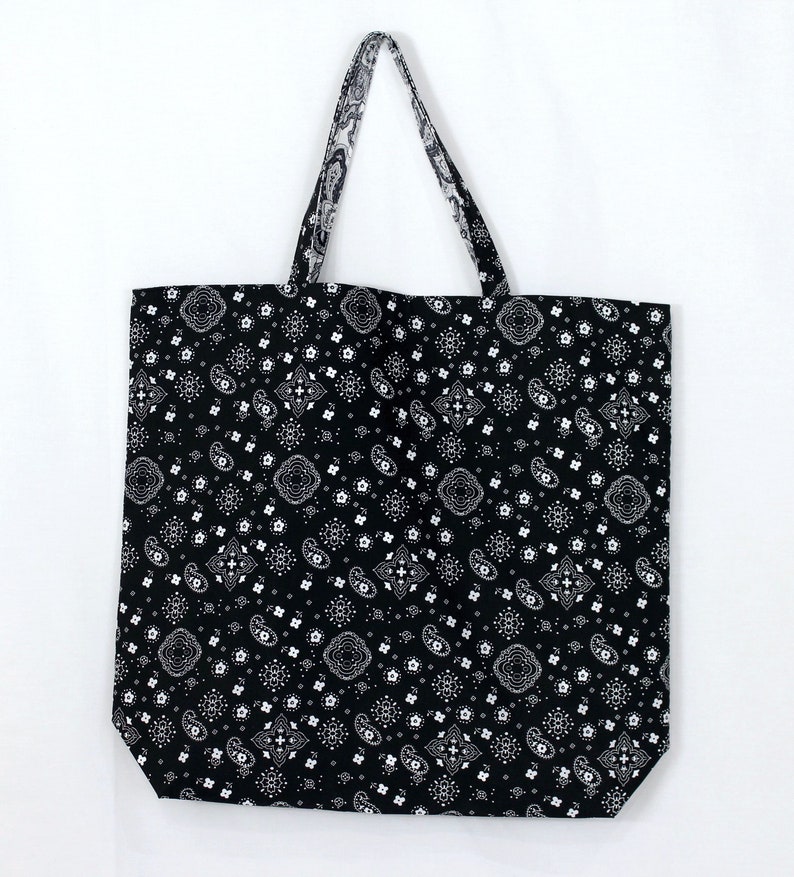 Black and White Tote Bag Reversible Tote Bag Handmade Tote - Etsy