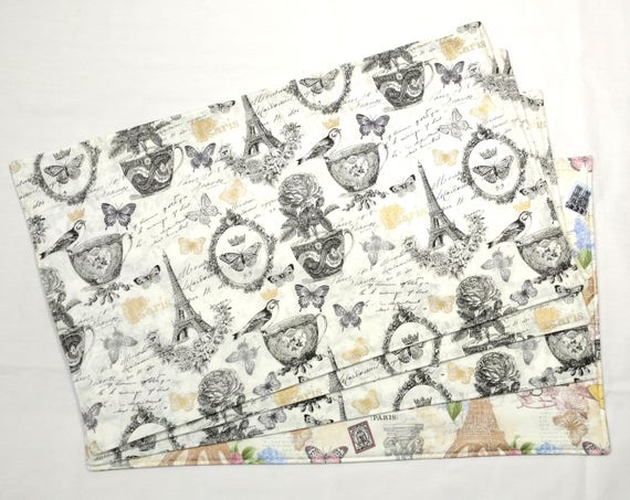 Paris Placemats Kitchen Decor Butterfly Placemats Handmade Etsy