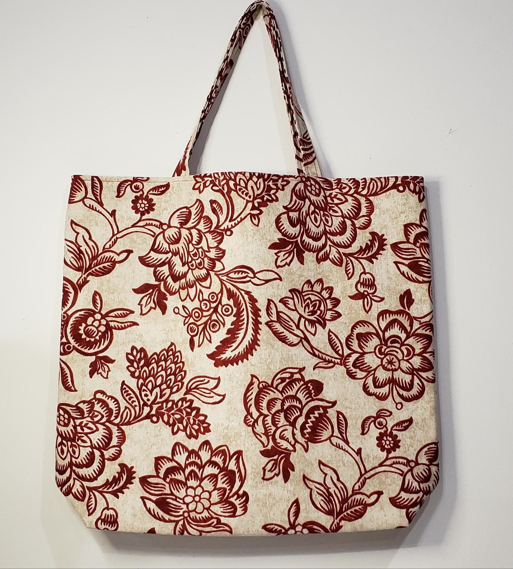 Floral & Fan Tote Bag Reversible Tote Bag Handmade Tote Bag | Etsy