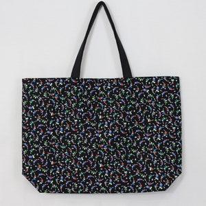 Black and Purple Tote Bag,  Reversible Tote Bag, Handmade Tote Bag, Lined Tote Bag, Beach Bag, Large Tote Bag, Fabric Tote Bag, Tote Bag