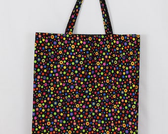Colorful Reversible Tote Bag, Handmade Cotton Fabric, Large Beach Bag