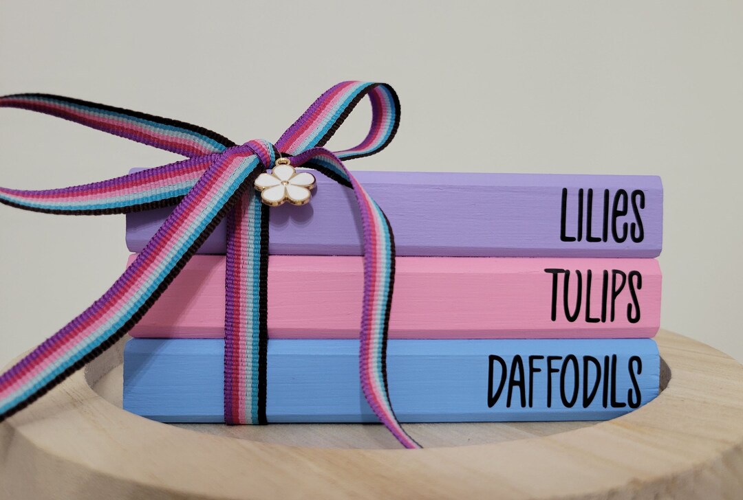 Spring Colored Book Stack Spring Pastel Wood Book Stack, Tiered Tray Decor - Etsy
