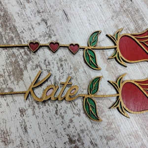 Personalized Wooden Rose, Name Rose, Laser Cut Rose, Anniversary Gift, Mother&#39;s Day Gift, Birthday Gift, Wooden Rose, Valentine&#39;s Day gift