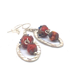 Red Czech Glass & Silver Dangle Earrings Silver-plated - Etsy