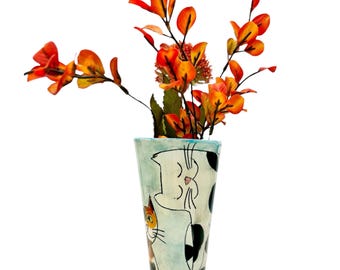 Cat Ceramic Vase or Tumbler Studio Second