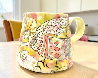 Ceramic Angel & Angel Cat Mug 8 oz Stackable Ceramic Cup