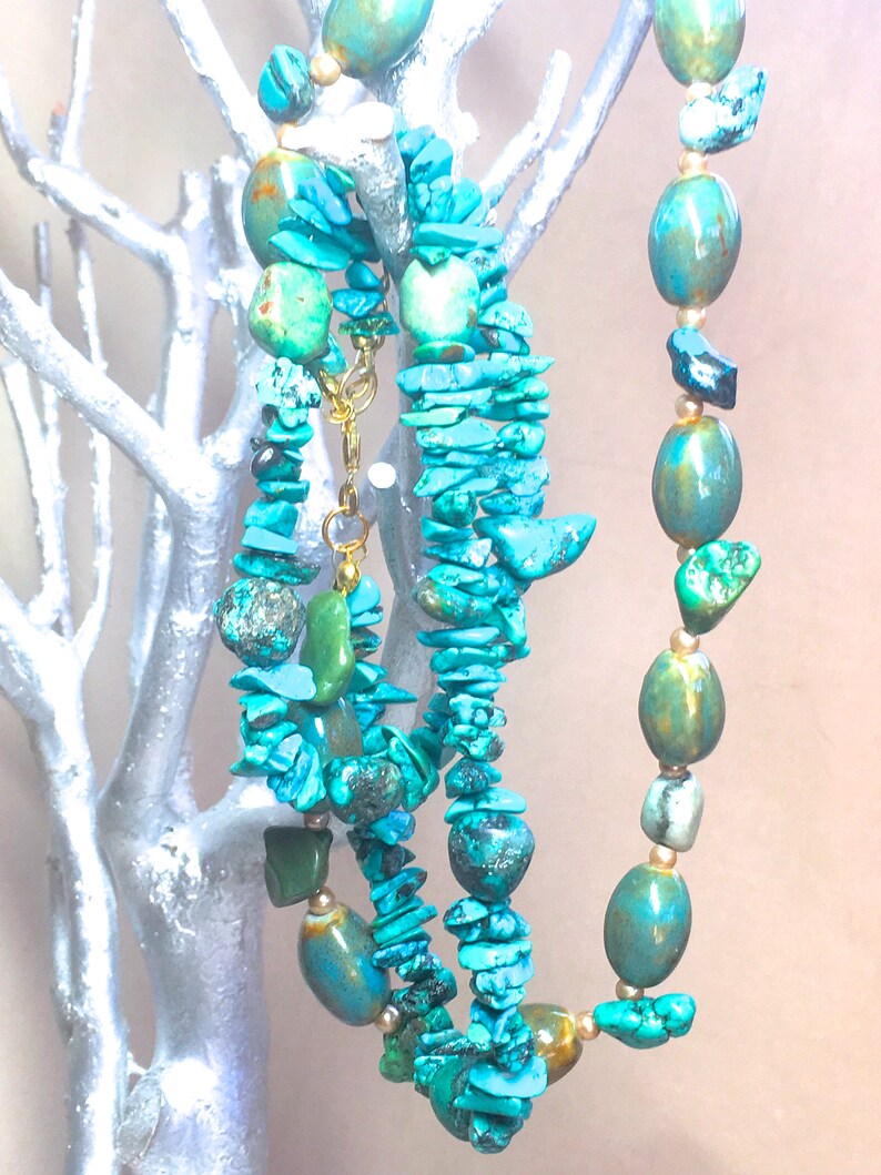 Turquoise Necklace genuine turquoise jewelry ceramic beaded necklace real turquoise wrap necklace December birthstone double strand necklace