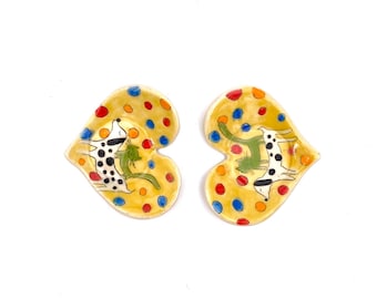 Handmade Cat & Dog Trinket Dish: Ceramic Pottery Ring Holder Spoon Rest