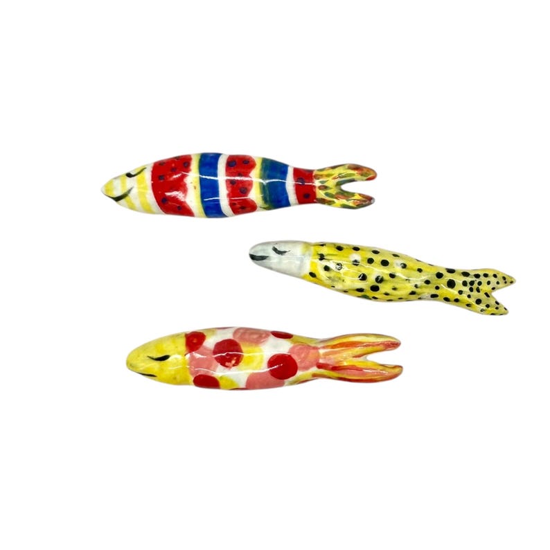 Colorful Fish Fridge Magnet, Whimsical Ceramic Set of Two Handmade ...