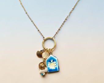 Ceramic Sea Turtle Beach House Necklace Handmade Shell Sand Dollar Ocean