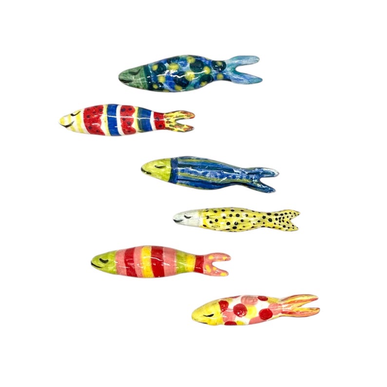 Colorful Fish Fridge Magnet, Whimsical Ceramic Set of Two Handmade ...