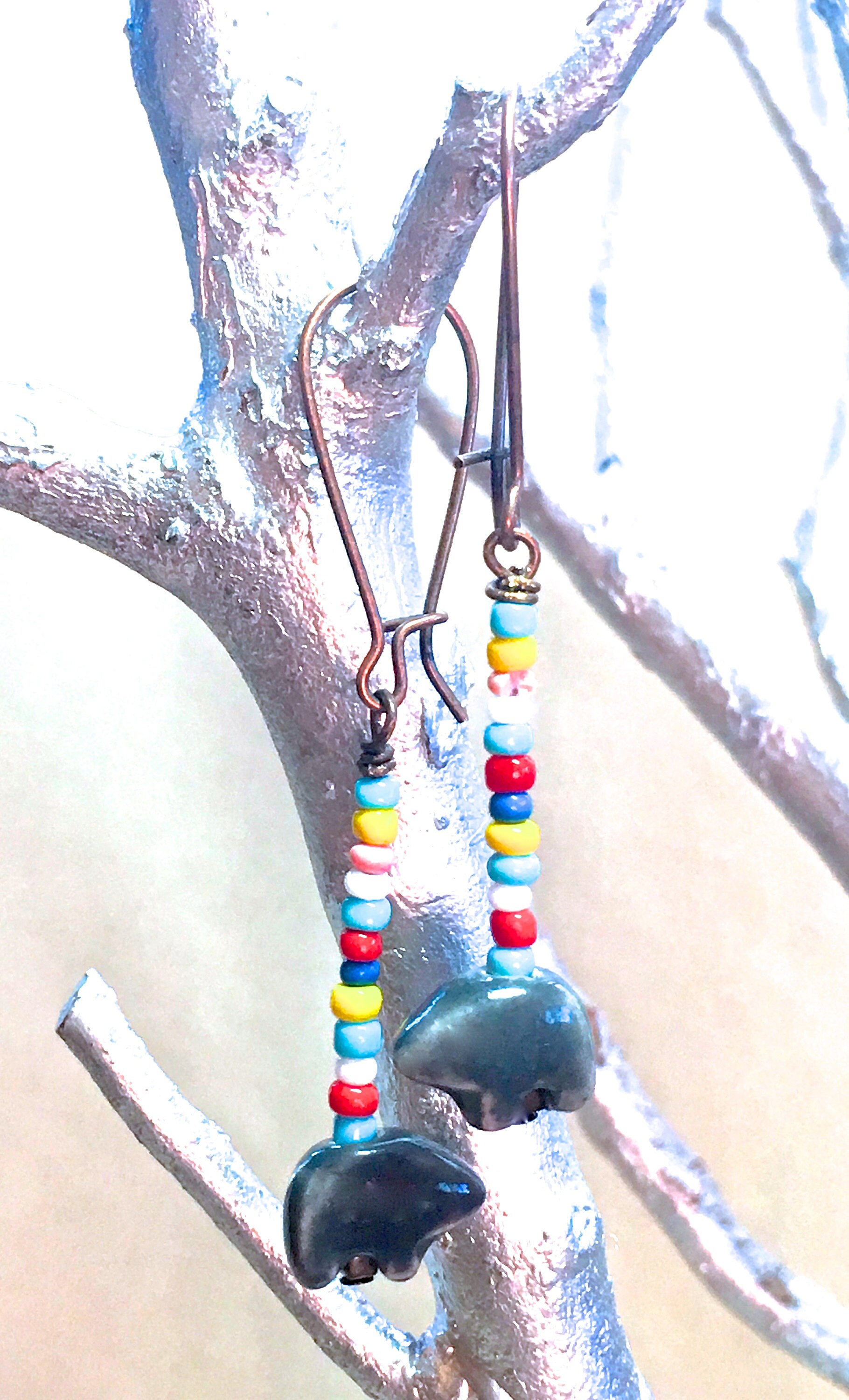 Colorful Zuni Bear Earrings Southwestern Fetish Bear Earrings Etsy