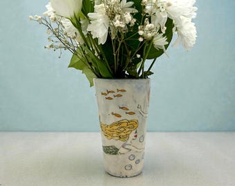 Mermaid Ceramic Vase for Fresh or Dried Flowers studio second