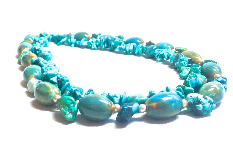 Turquoise Necklace genuine turquoise jewelry ceramic beaded necklace real turquoise wrap necklace December birthstone double strand necklace