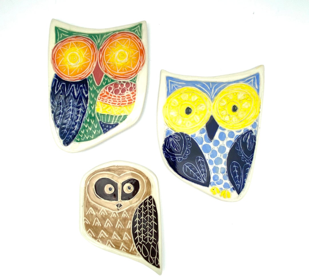 Owl Tile Ceramic Wall Art Tile Barn Owl Lover Trivet Home Etsy