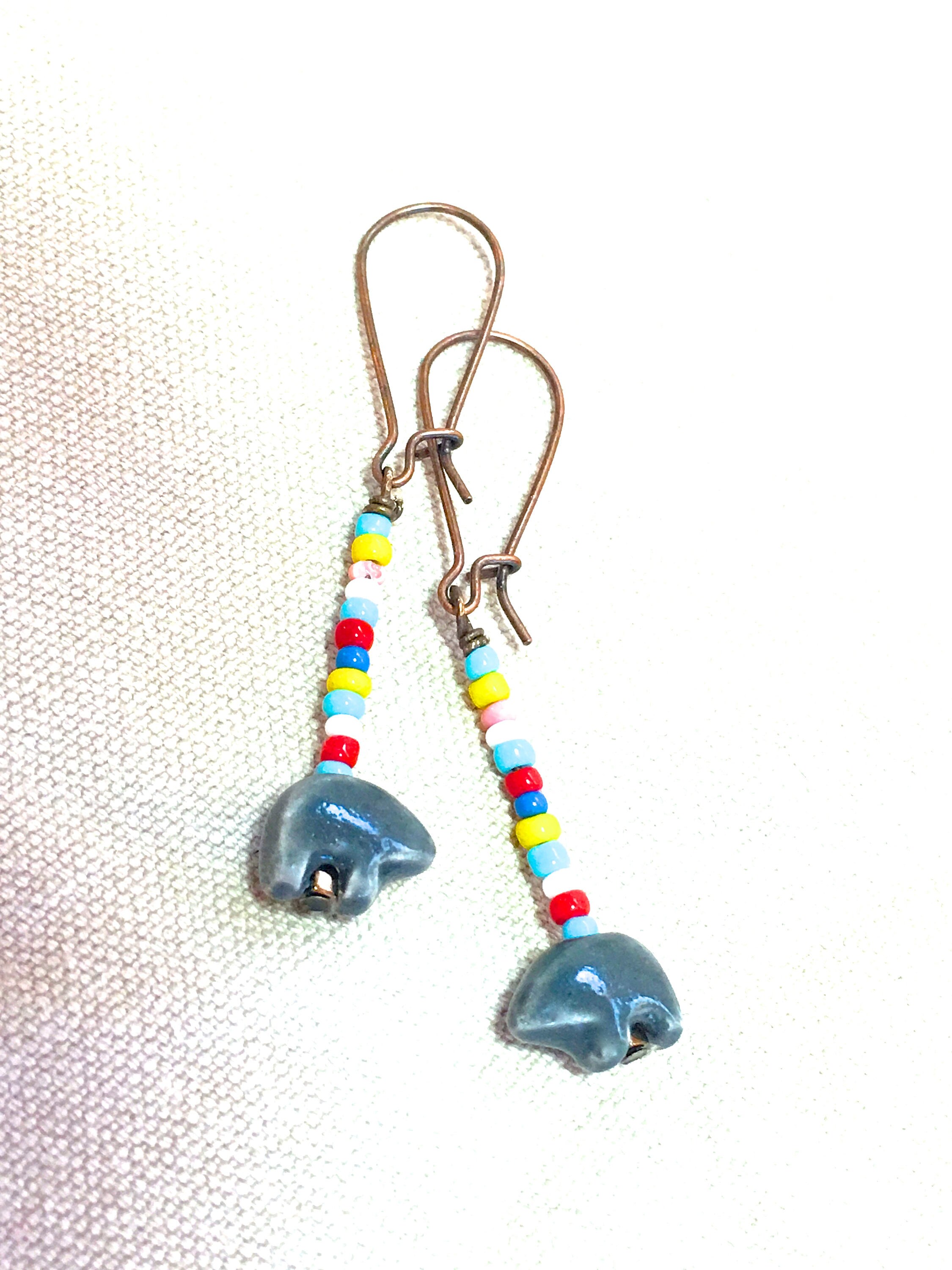 Colorful Zuni Bear Earrings Southwestern Fetish Bear Earrings Etsy