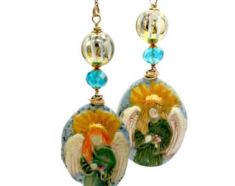 Guardian Angel Wall Hanging Handmade Ceramic Christian mobile Religious