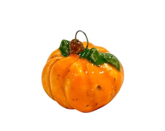 Ceramic Pumpkin Pendant or Necklace, diy jewelry making supply, handmade