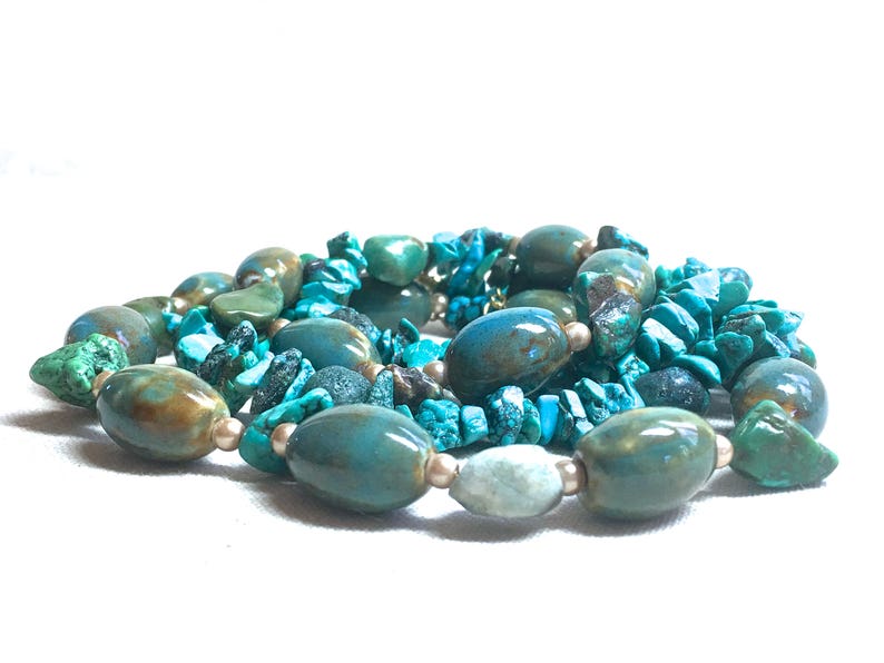 Turquoise Necklace genuine turquoise jewelry ceramic beaded necklace real turquoise wrap necklace December birthstone double strand necklace
