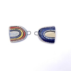Handmade Ceramic Rainbow Pendant: Boho Necklace Charm Supply image 6