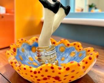 Whimsical Ring Tree Handmade Ceramic Jewelry Storage Ring Dish Holder