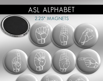 ASL, American Sign Language Alphabet, Magnets