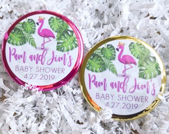 Summer Baby Shower Pins, 20+ Custom Pins, Flamingo Party, Flamingo Shower Party Favor, Flamingle Shower, Tropical Shower, Gold Shower
