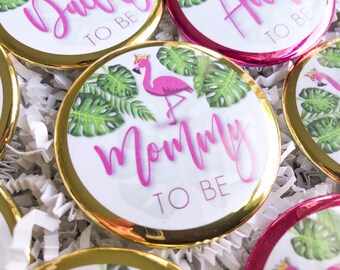 Summer Shower Pins, Flamingo Party, Flamingo Shower, Flamingle Shower, Tropical Shower, Pink and Gold Shower