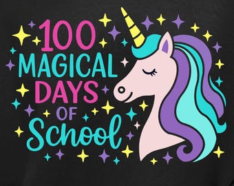 100 Days of School SVG: Unicorn, Teacher, Kindergarten (Digital Download)