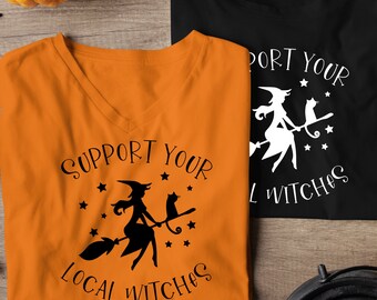 Lustig unterstützen Sie Ihre lokalen Hexen Halloween Shirt SVG, Wicked Hexe SVG, Halloween Aufkleber, Halloween SVG, Hexe Silhouette, digitaler Download