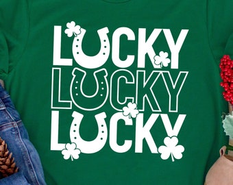Lucky Svg, St Patrick's Day Svg, Retro St Patricks, Clover Svg, Lucky Shamrock Svg, Clover Shirt Svg, Ierse Shirtb Svg, Svg-bestand voor cricut
