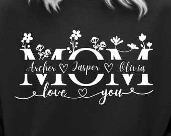 Mom Love You Svg, Monogram Split Middle Frame Svg, Mom Split Monogram Svg, Mom Add Kids Names, Mother's Day Svg, Mother's Day Shirt, Cricut