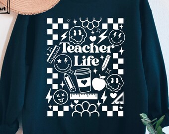Svg vie enseignant, Svg enseignant rétro, enseigner l'amour inspirer Svg, Svg sourire, cadeaux pour enseignant, Svg chemise enseignant, fichiers Svg pour Cricut