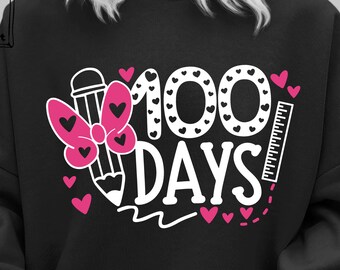 Happy 100 days of School Svg , Teacher School Svg, 100 days Teacher Shirt Svg , Kids Svg, Gift for teacher, Back To School , Svg For Cricut