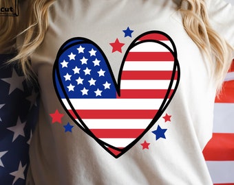 American Flag Love Heart Svg, Patriotic Shirt Svg, Heart Flag Png, Independence Day svg , Merica svg, Fourth of July svg , Digital Download
