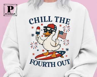 Chill the Fourth Out Goose SVG: Patriotic American Flag Design (Digital Download)