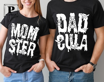 Momster Dadcula svg , Halloween Couples SVG, Halloween Parents SVG, Mom and Dad Halloween Party Shirt Svg, Couples Costume , Svg for cricut