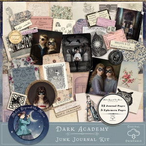 Dark Academy: Printable Junk Journal and Ephemera Kit// collage sheets// instant download// Dark Academia