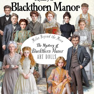 Mystery of Blackthorn Manor Art Dolls// Digitale afdrukbare, grillige papieren poppen// PNG-illustraties// Grillige papieren poppen// Dagboek en collage